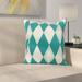 Ebern Designs Meehan Print Outdoor Geometric Square Pillow Cover & Insert Polyester/Polyfill blend in Blue | 16 H x 16 W x 6 D in | Wayfair