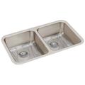 Elkay Lustertone 30.75" L x 18.5" W Double Basin Undermount Kitchen Sink w/ Basket Strainer in Gray | 7.875 H x 30.75 W x 18.5 D in | Wayfair