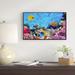 East Urban Home 'Coral Colony & Coral Fishes' Framed Graphic Art Print on Wrapped Canvas Metal in Blue/Pink | 16 H x 32 W x 1 D in | Wayfair