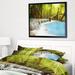 East Urban Home 'Waterfall of Huai Mae Kamin' Framed Photographic Print on Wrapped Canvas in Blue/Brown/Green | 12 H x 20 W x 1 D in | Wayfair