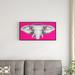 East Urban Home 'Elephant w/ Headphones' Framed Graphic Art Print on Wrapped Canvas Metal in Gray/Pink | 16 H x 32 W x 1 D in | Wayfair