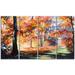 Design Art Fall Trail in Forest Landscape 4 Piece Wrapped Canvas Oil Painting Print Set on Canvas Canvas, in Green/Orange/Red | Wayfair PT6114-271