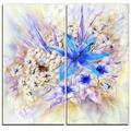 Design Art Flowers, Leaves 2 Piece Painting Print on Wrapped Canvas Set Canvas, Solid Wood in Blue | 1 D in | Wayfair PT6159-40-40-2P