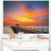 Design Art Wooden Bridge Under Yellow Sky Sea Pier Photographic Print on Wrapped Canvas in Blue/Orange | 12 H x 20 W x 1 D in | Wayfair
