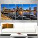 Design Art Boston Skyline at Dusk 5 Piece Photographic Print on Wrapped Canvas Set Canvas in Blue/Brown/Gray | 28 H x 60 W x 1 D in | Wayfair