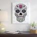 East Urban Home Sugar Skull II on Gray by Janelle Penner - Wrapped Canvas Graphic Art Print Canvas in Black/Blue/Pink | Wayfair ESUM9204 43337211