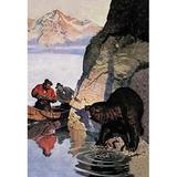 Buyenlarge Bear Ambush by N.C. Wyeth - Unframed Painting Print in Black/Brown/Indigo | 36 H x 24 W x 1.5 D in | Wayfair 0-587-07540-6C2436