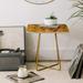 East Urban Home Hello Sayang End Table Wood/Metal in Brown/Yellow | 20 H x 20 W x 19 D in | Wayfair EUNM4959 46073368