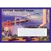 Buyenlarge 'Future Rocket Train' by H.W. McCaulley Framed Vintage Advertisement in Green/Indigo/Red | 24 H x 36 W x 1.5 D in | Wayfair