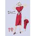 Buyenlarge Red Dress w/ Matching Overcoat Vintage Advertisement in Blue/Red | 36 H x 24 W x 1.5 D in | Wayfair 0-587-08222-4C2436