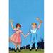 Buyenlarge Little Boy Blue & Bo Peep - Print in Blue/Pink | 66 H x 44 W x 1.5 D in | Wayfair 0-587-27917-6C4466