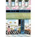 Buyenlarge 'City Bakery' by Julia Letheld Hahn Painting Print in Blue/Green/Red | 66 H x 44 W x 1.5 D in | Wayfair 0-587-27496-4C4466