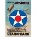 Buyenlarge 'Join the Air Service - Learn & Earn' Vintage Advertisement in Blue/Red/Yellow | 30 H x 20 W x 1.5 D in | Wayfair 0-587-01018-5C2030