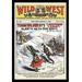 Buyenlarge 'Wild West Weekly Young Wild Wests Lightning Lariat' Framed Vintage Advertisement in Black/Red/Yellow | 36 H x 24 W x 1.5 D in | Wayfair