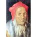 Buyenlarge 'Portrait of a Bearded Man w/ Red Cap' by Albrecht Durer Painting Print in Gray/Red | 66 H x 44 W x 1.5 D in | Wayfair