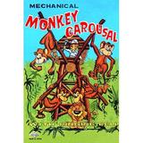 Buyenlarge 'Mechanical Monkey Carousal' Vintage Advertisement in Brown/Green/Red | 30 H x 20 W x 1.5 D in | Wayfair 0-587-22457-6C2030