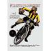 Buyenlarge Soccer on Motorcycle Vintage Advertisement in Black/Brown/Yellow | 66 H x 44 W in | Wayfair 0-587-00634-xC4466