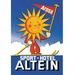 Buyenlarge Sport Hotel Altein: Sun-Headed Skier Vintage Advertisement in Blue/Red/Yellow | 66 H x 44 W x 1.5 D in | Wayfair 0-587-02630-8C4466