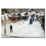 Buyenlarge 'Fifth Avenue in Winter' by Frederick Childe Hassam Painting Print in Black/Orange | 44 H x 66 W x 1.5 D in | Wayfair 0-587-26037-8C4466