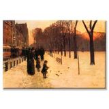 Buyenlarge 'Boston in everyday twilight' by Frederick Childe Hassam Painting Print in Black/Orange | 20 H x 30 W x 1.5 D in | Wayfair