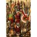 Buyenlarge 'Native American Ornaments & Weapons' by F.W. Kuhnert Painting Print in Gray/Green/Red | 42 H x 28 W x 1.5 D in | Wayfair
