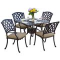 Fleur De Lis Living Campton 5-Piece Patio Dining Set w/ Cushions & 36" Square Dining Table Metal | Wayfair FDLL6832 43080306