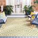 Green/White 63 x 0.25 in Area Rug - George Oliver Deedrick Sayden Geometric Green/Beige Indoor/Outdoor Area Rug Polypropylene | Wayfair