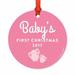 Harriet Bee Metal Baby Elephant Christmas Round Shaped Ornament Metal in Pink | 2.75 W in | Wayfair HBEE8177 43107051