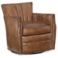 Armchair - Hooker Furniture CC Carson 30" Wide Top Grain Leather Swivel Armchair Wood/Genuine Leather in Brown | 31.5 H x 30 W x 33 D in | Wayfair
