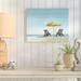 Highland Dunes 'Beach Chairs Under Yellow Umbrella' Acrylic Painting on Canvas In Blue Canvas | 24 H x 30 W x 1.25 D in | Wayfair HLDS6428 41686395