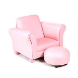 Harriet Bee Aultman Children's Faux Leather Club Chair & Ottoman Vinyl in Pink | 18.24 H x 24 W x 17.5 D in | Wayfair HBEE7777 42688837