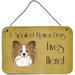 Caroline's Treasures Papillon Spoiled Dog Lives Here by Denny Knight Graphic Art Plaque Metal in Green | 8 H x 12 W x 0.05 D in | Wayfair