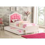 Dasilva Twin Platform Bed w/ Trundle by Harriet Bee kids Upholstered in Pink | 48 H x 43 W x 79 D in | Wayfair 4BB43C78AAE240B6A6D055A0F047F9C1