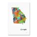 Trademark Fine Art 'Georgia State Map-1' Graphic Art Print on Wrapped Canvas in White | 47 H x 30 W in | Wayfair MW0281-C3047GG