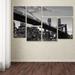 Trademark Fine Art 'Brooklyn Bridge 5' 6 Piece Photographic Print Set on Wrapped Canvas in Black/White | 28 H x 47 W x 2 D in | Wayfair