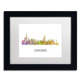 Trademark Fine Art 'Chicago Illinois Skyline WB-1' Framed Graphic Art on Canvas Canvas, Wood | 11 H x 14 W x 0.5 D in | Wayfair MW0357-B1114MF