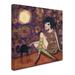Trademark Fine Art 'Big Eyed Girl Full Moon' Print on Wrapped Canvas in Black | 35 H x 35 W x 2 D in | Wayfair ALI8163-C3535GG