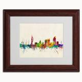 Trademark Fine Art 'Portsmouth England Skyline' by Michael Tompsett Framed Graphic Art Canvas | 11 H x 14 W x 0.5 D in | Wayfair MT0450-W1114MF