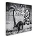 Trademark Fine Art 'Dog & Grafitti' Photographic Print on Wrapped Canvas in Black/Green/White | 14 H x 14 W x 2 D in | Wayfair 1X00302-C1414GG
