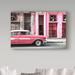 Trademark Fine Art 'Old Classic American Pink Car' Photographic Print on Wrapped Canvas Metal in Gray/Pink | 22 H x 32 W x 2 D in | Wayfair