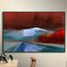 ArtWall 'Landscape I' by Greg Simanson Framed Painting Print on Wrapped Canvas Metal in Blue/Gray/Red | 24 H x 32 W x 2 D in | Wayfair