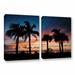 ArtWall Tropical Sunset Ii by Steve Ainsworth 2 Piece Photographic Print on Wrapped Canvas Set in Black/Blue/Orange | 32 H x 48 W x 2 D in | Wayfair