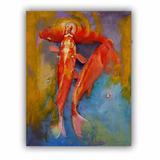 ArtWall ArtApeelz Koi Bubbles by Michael Creese Painting Print on Canvas Metal in Blue/Brown/Red | 32 H x 24 W x 0.1 D in | Wayfair 0cre021a2432p