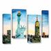 ArtWall Statue Of Liberty w/ View Of Mew York by Marcus/Martina Bleichner 4 Piece Painting Print on Wrapped Canvas Set Canvas in White | Wayfair