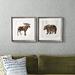 Union Rustic Pine Forest Moose & Bear - 2 Piece Picture Frame Painting Print Set Wood/Canvas/Paper in Brown/Green | 16 H x 1 D in | Wayfair