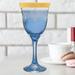 Lorren Home Trends Veneziano Corona 9 oz. Glass Goblet Glass in Blue | 7.5 H x 3.5 W in | Wayfair 9411