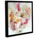 Latitude Run® Chickens 4 A Framed Painting Print Canvas in Brown/Green/Red | 18 H x 18 W x 2 D in | Wayfair LTRN6359 30804937