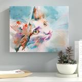 Latitude Run® Cat 15 Painting Print on Wrapped Canvas Metal in Blue/Orange/Pink | 24 H x 32 W x 2 D in | Wayfair LTRN6347 30804896