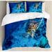 Ambesonne Oceanic Wildlife Themed Photo of Sea Turtle in Deep Waters Reef Hawaiian Duvet Cover Set Microfiber in Blue | Queen | Wayfair