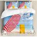 Ambesonne Windy Sandy Beach w/ Sunshade & Trolley Summer Holiday Relax Picture Duvet Cover Set Microfiber in Blue | Queen | Wayfair nev_34740_queen